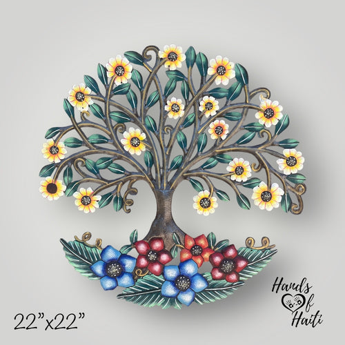 Tree of Life Floral Wreath Sunflower Daisy Lily Berry