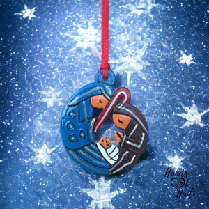 Nativity Ornament - Blue Brown