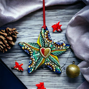 Star Ornament - Painted Heart