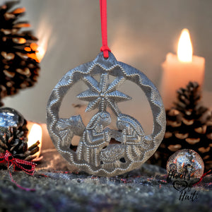 Nativity Ornament - Round Swirl
