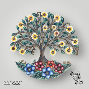 Tree of Life Floral Wreath Sunflower Daisy Lily Berry