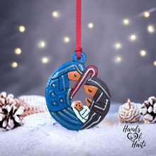 Load image into Gallery viewer, Nativity Ornament - Blue Brown