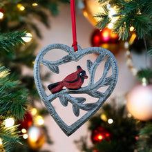 Load image into Gallery viewer, Cardinal Heart Ornament