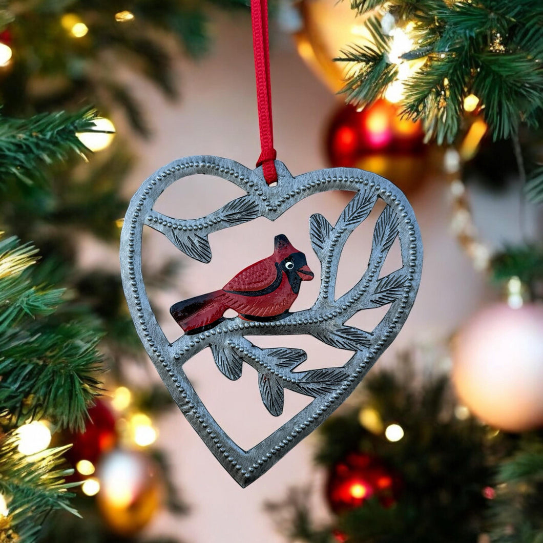 Cardinal Heart Ornament