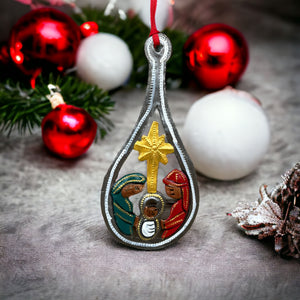 Nativity Ornament Teardrop - Painted