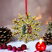 Load image into Gallery viewer, Nativity Snowflake Ornament - Yellow
