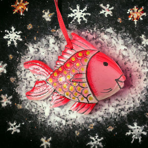 Fish Ornament - Painted Pink