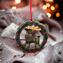 Load image into Gallery viewer, Deer in Wreath Ornament Painted