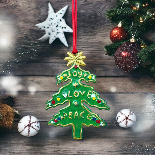 Joy Love Prace Christmas Tree Ornament