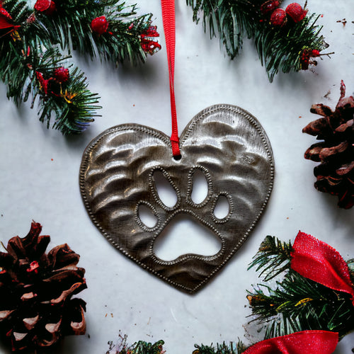 Dog Paw in Heart Ornament