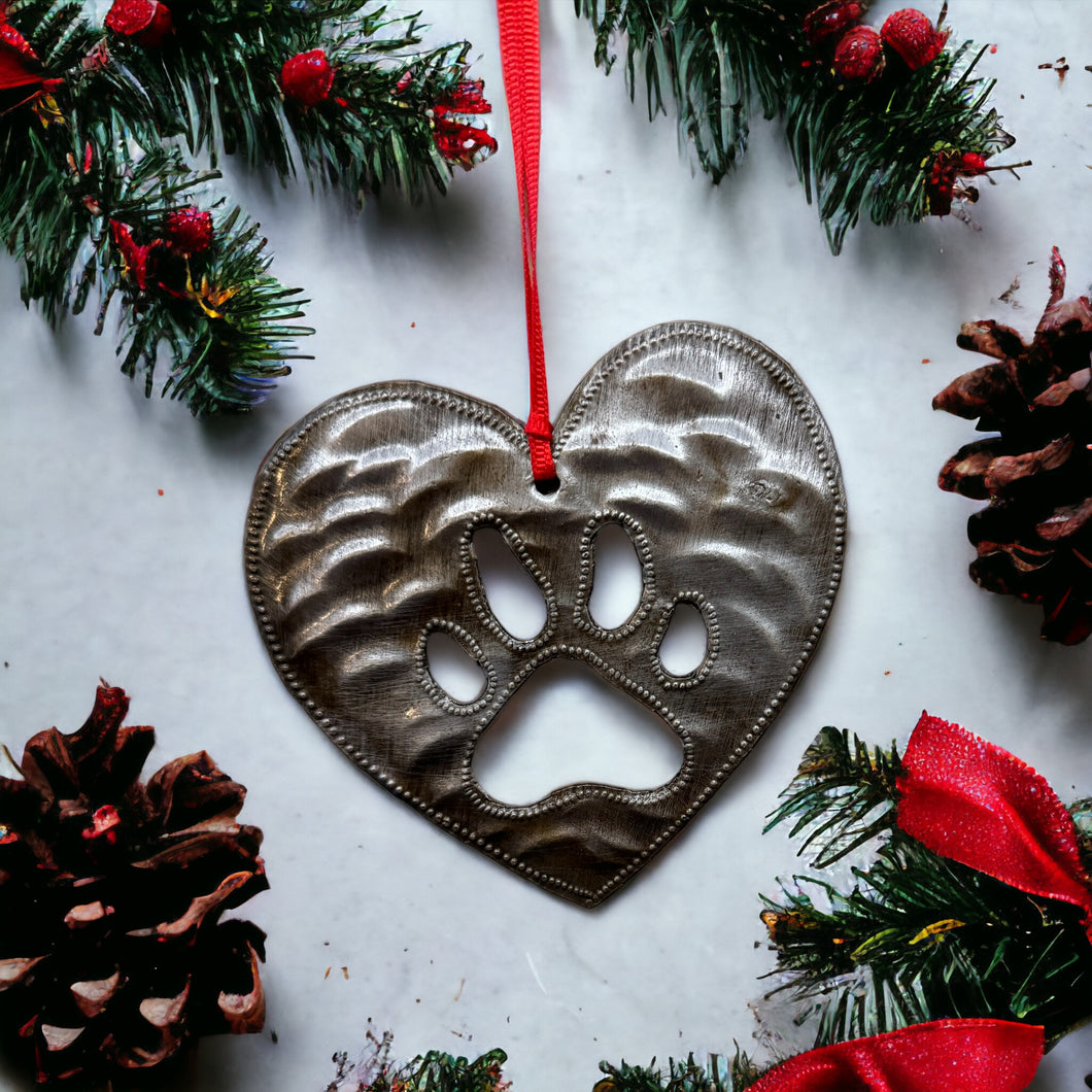 Dog Paw in Heart Ornament