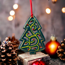 Load image into Gallery viewer, Christmas Tree Swirly Ornament - Painted