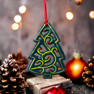 Christmas Tree Swirly Ornament - Painted