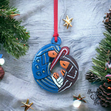 Load image into Gallery viewer, Nativity Ornament - Blue Brown