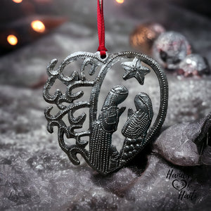 Nativity Swirl Heart Ornament