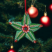 Load image into Gallery viewer, Star Ornament - Green Painted Flower