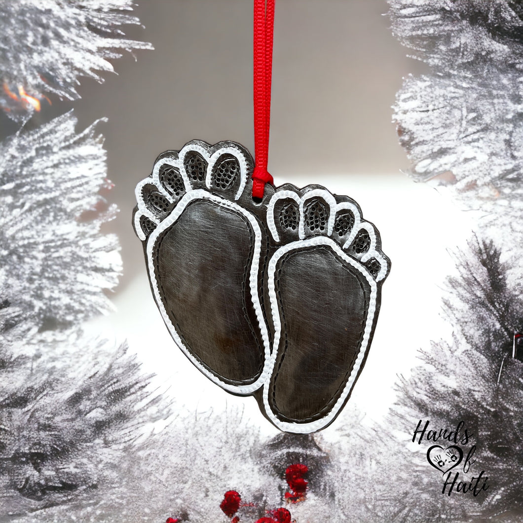 Babies First 1st Christmas Baby Feet Ornament
