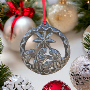 Nativity Ornament - Round Swirl