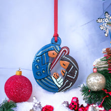 Load image into Gallery viewer, Nativity Ornament - Blue Brown