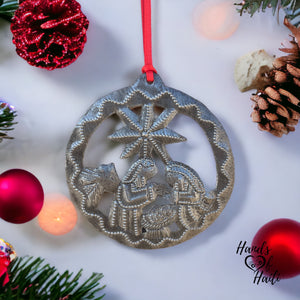 Nativity Ornament - Round Swirl