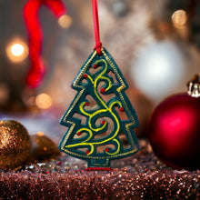 Load image into Gallery viewer, Christmas Tree Swirly Ornament - Painted