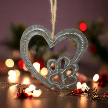 Load image into Gallery viewer, Dog Cat Paw Print Heart Ornament