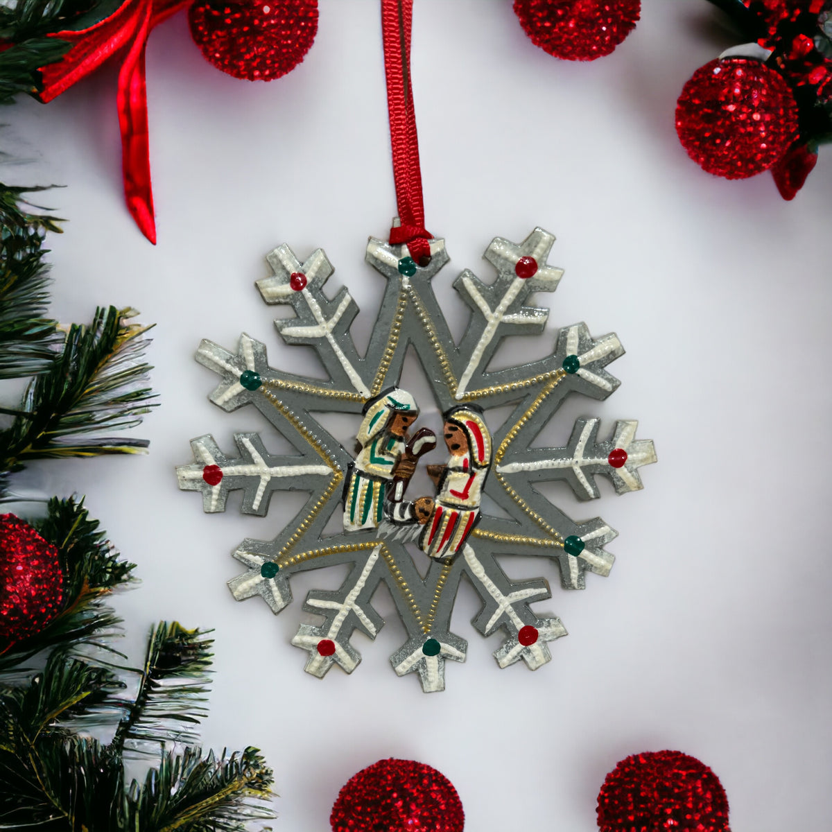 Snowflake Nativity Gray Ornament – Hands of Haiti
