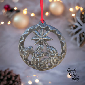 Nativity Ornament - Round Swirl