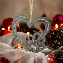 Load image into Gallery viewer, Dog Cat Paw Print Heart Ornament