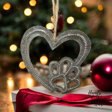 Load image into Gallery viewer, Dog Cat Paw Print Heart Ornament