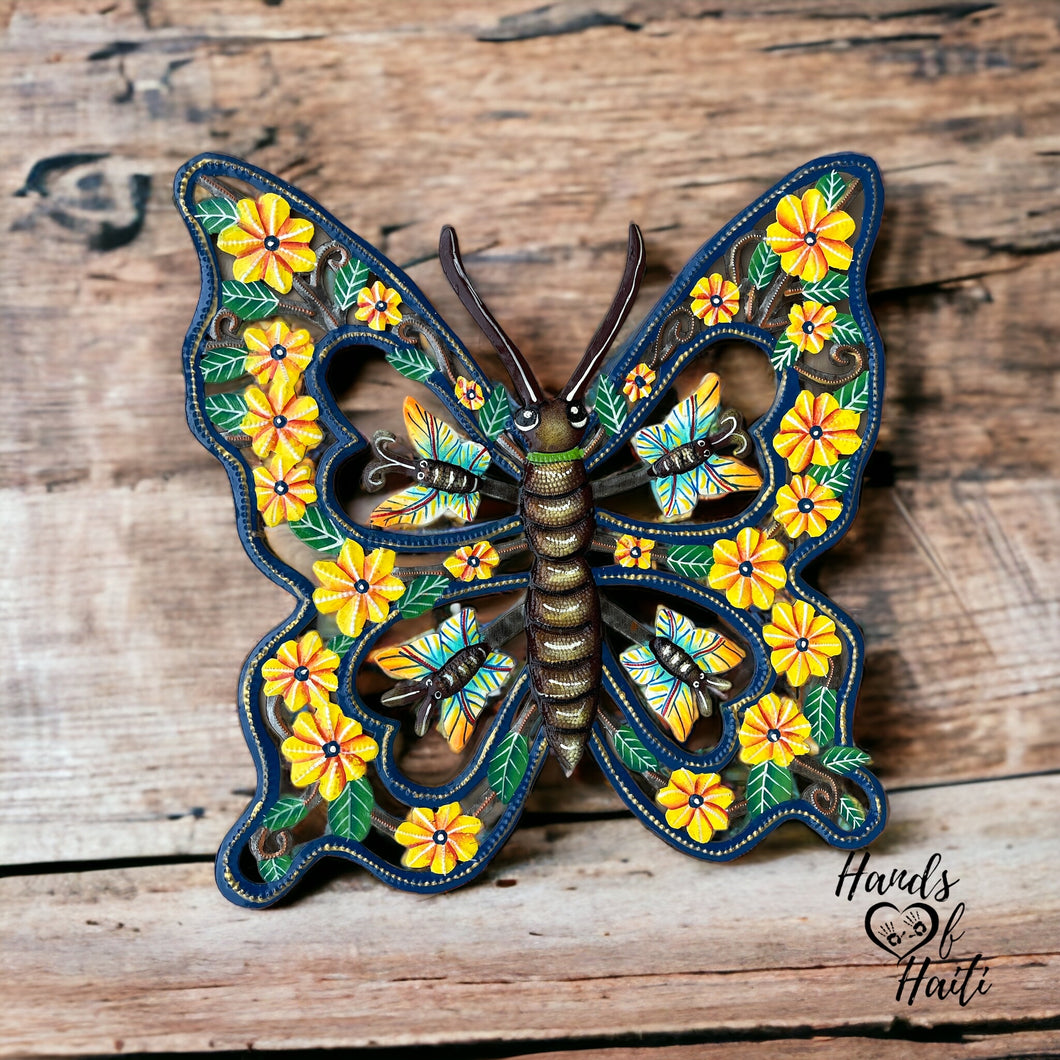Butterfly Sunflower Flowers 3-D Wings