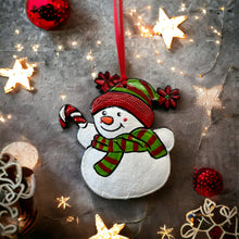 Load image into Gallery viewer, Snowman Ornament - Green Scarf