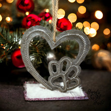 Load image into Gallery viewer, Dog Cat Paw Print Heart Ornament