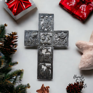 Joy Love Peace Hope Faith Cross Nativity - Hanging