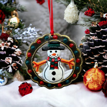 Load image into Gallery viewer, Snowman in Wreath Ornament