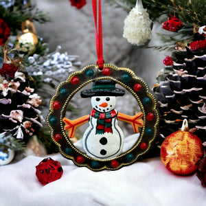 Snowman in Wreath Ornament