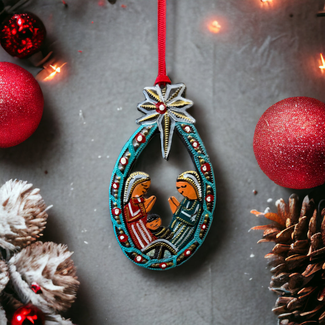 Nativity Oval Ornament - Painted