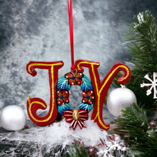 Load image into Gallery viewer, Joy Nativity with Wreath - Painted Ornament