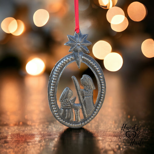 Nativity Ornament - Oval Star