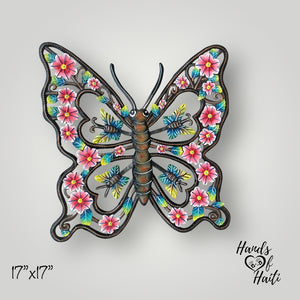 Butterfly Pink Sunflower Flowers 3-D Wings