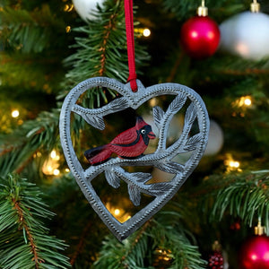 Cardinal Heart Ornament