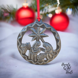 Nativity Ornament - Round Swirl