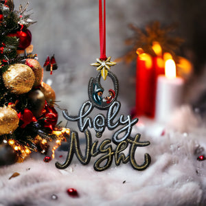 Oh Holy Night Nativity Painted Ornament