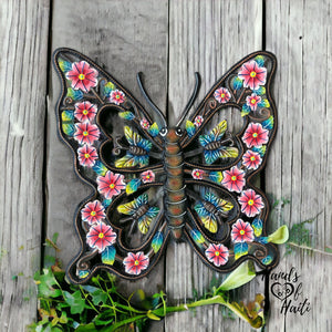 Butterfly Pink Sunflower Flowers 3-D Wings