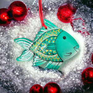 Fish Ornament - Painted Teal