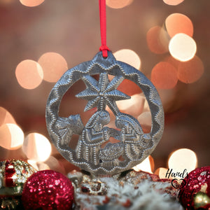 Nativity Ornament - Round Swirl
