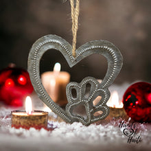 Load image into Gallery viewer, Dog Cat Paw Print Heart Ornament