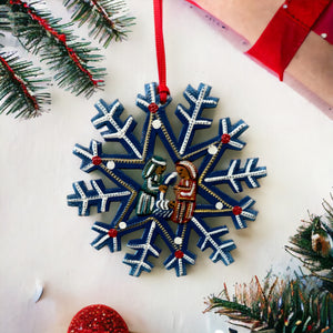 Snowflake Nativity Ornament - Blue