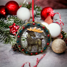 Load image into Gallery viewer, Deer in Wreath Ornament Painted