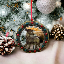 Load image into Gallery viewer, Deer in Wreath Ornament Painted
